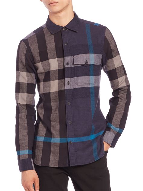 burberry blue shirt|burberry flannel shirt men's.